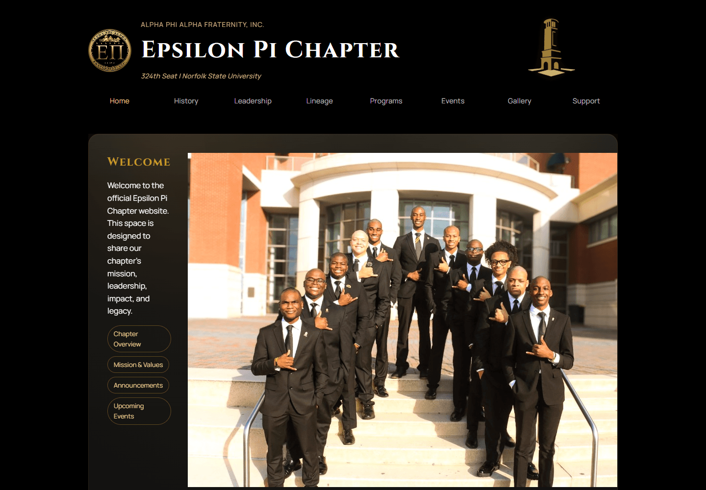 Epsilon Pi Website screenshot